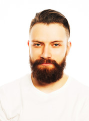 Fototapeta premium Stylish bearded man in white shirt. 