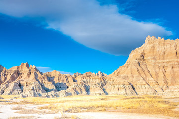 Scenic view of Rock formations in Badlands National Park, South