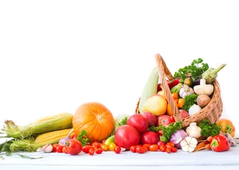 Papier Peint photo autocollant Légumes tas de fruits et légumes.