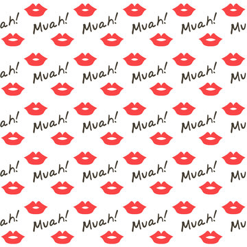 red lips seamless pattern background