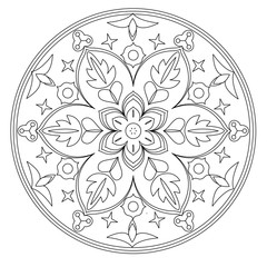 Vector mandala in black and white.