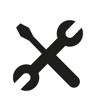 black wrench and screwdriver crossed clip art preview