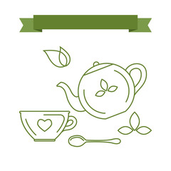  Icons and symbols with the theme of tea