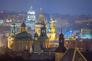 Obraz premium Prague, fantastic old town roofs during twilight