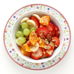 Fresh fruit salad with granola