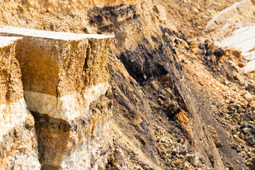 the collapse of the road caused by an earthquake.