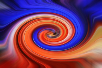 Bright red and blue abstract twirl