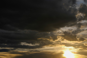 Fototapeta na wymiar black cloud on sunset dramatic dark sky background