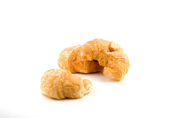 fresh croissant on white background.