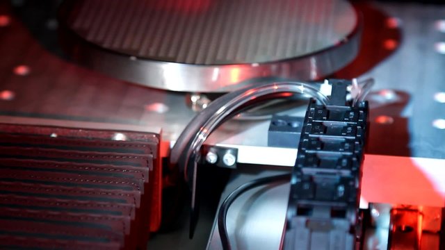 Laser processing microelectronic equipment in work in the laboratory