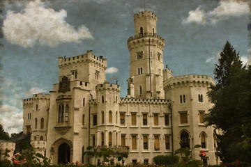 Fototapeta na wymiar Hluboka castle - Vintage in Czech Republic