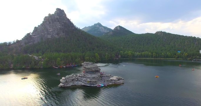 Burabay Lake. Zhumbaktas island.
