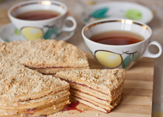 Home-made cake and cup of tea