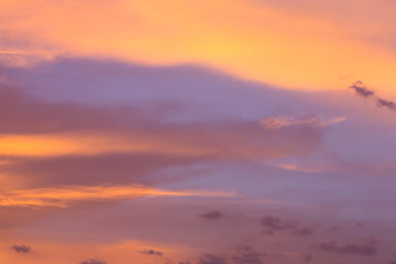 colorful dramatic sunset sky with orange cloud, twilight sky