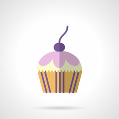 Color berry muffin flat vector icon