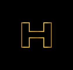 H letter gold line neon