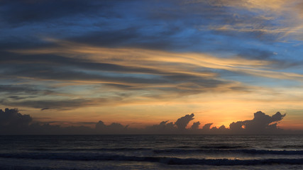 beautiful sunset sky with colorful clouds on sea