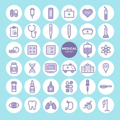 Medical and Health care icons set.