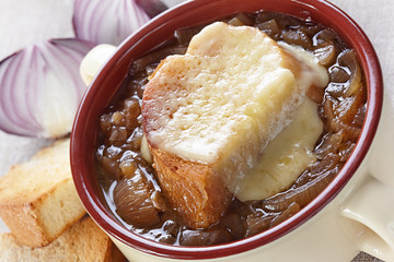 French cuisine. Onion soup served in a tureen