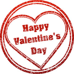Red vector rubber stamp Happy Valentine's Day in grunge style.