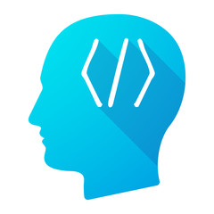 Male head icon with a code sign