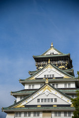 Osaka castle with blue sky