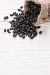 Black beans ,healthy food on  white background
