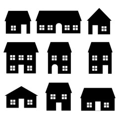 Schwarze Häuser Set
