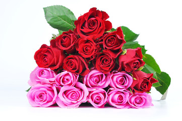 Bouquet of red and pink roses