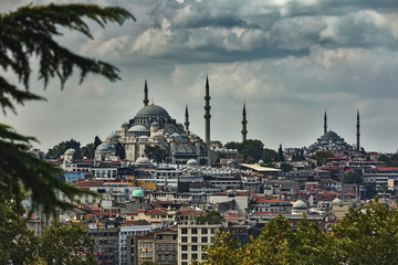 Fototapeta na wymiar Турция. Стамбул. Вид на исторический центр города от дворца Топкапы.