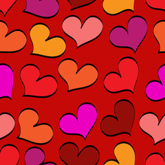 seamless pattern made of colorful hearts