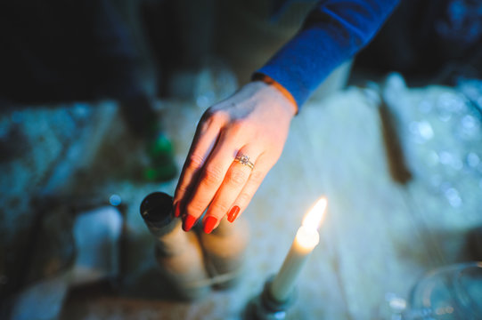 Engagement Ring in Candle Light