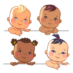 Set of cute little baby girls