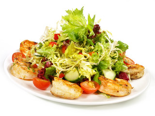 Gemischter Salat mit Scampi vom Grill