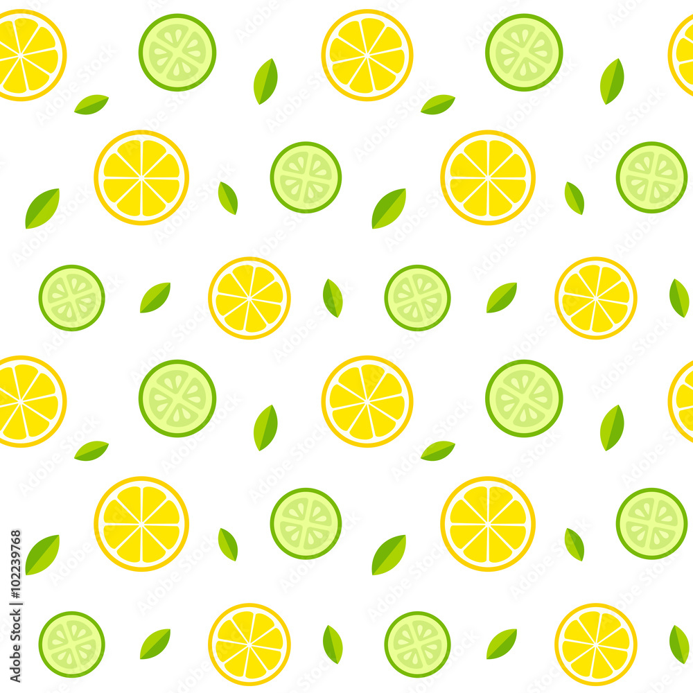 Poster seamless lemon and cucumber pattern - Posters