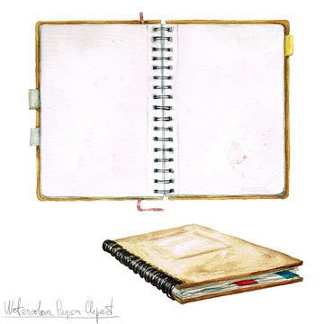 Watercolor Paper Clipart - Open Notebook