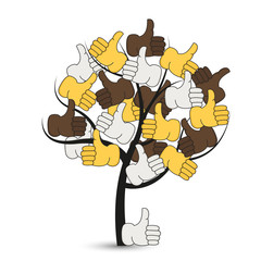 Vector modern thumbs up tree on white 