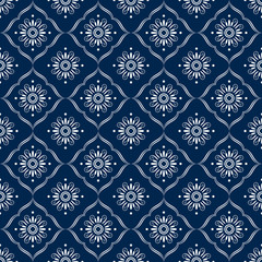 Seamless background pattern in blue and white, vector.