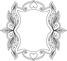 Hand drawn decorative frame for design in vintage styled 