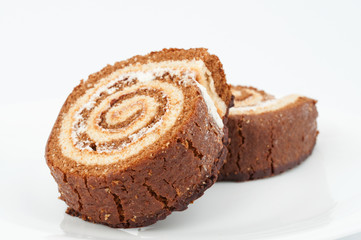 Fototapeta na wymiar Two chocolate cake roll