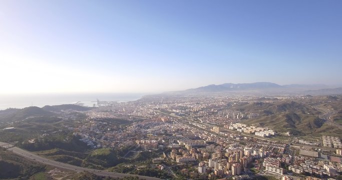 4K Aerial, Cityscape Malaga, Andalusia, Spain - straight out of the camera, no recompression.