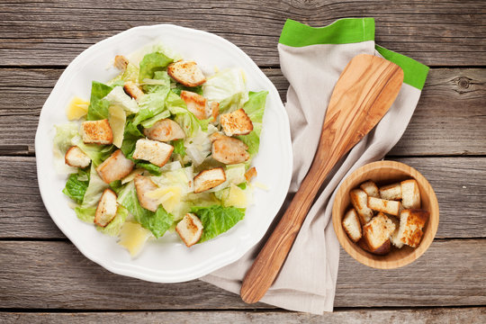 Fresh Healthy Caesar Salad With Chiken