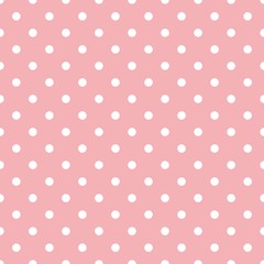 Tile vector pattern with polka dots on pastel pink background