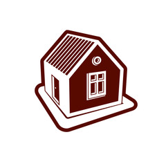 Simple village mansion icon, vector abstract house. Country house