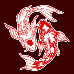 Naklejki  ryba koi  symbol ying yang