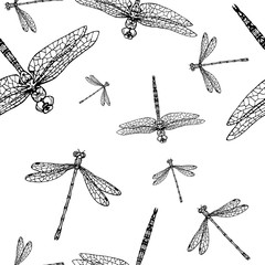 seamless pattern with dragonflies