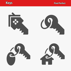 Keys Icons. Professional, pixel perfect icons optimized for both large and small resolutions. EPS 8 format.