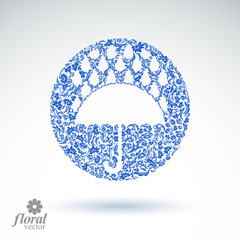 Beautiful flower-patterned umbrella under rain drops. Stylized