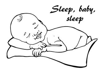 sleeping baby; coloring page