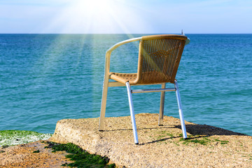 Beach chair in sunny day